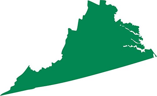 Picniva Green Virginia VA 3 Inch Map Vinyl Car Decal Sticker Vehicle Bumper - Color: green - Size: 3 inches