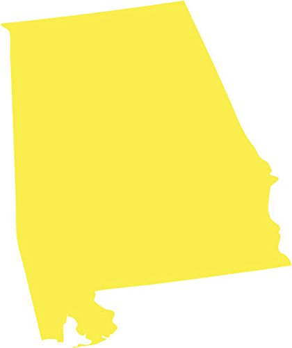 Picniva Alabama State Map Vinyl Car Window Decal, Yellow, 3 in Wide