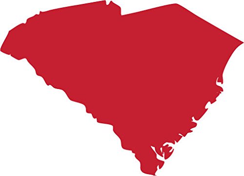 Picniva South Carolina State Map Removable Vinyl Wall Decal, Red, 3 in Wide