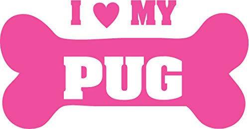 Decaltor I Love My Pug Vinyl Decal for Car Window Laptop, 5 in
