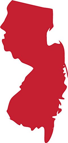 Picniva Red New Jersey NJ 3 Inch Map Vinyl Car Decal Sticker Vehicle Bumper - Color: red - Size: 3 inches