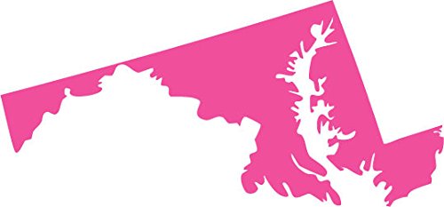 Picniva Pink Maryland MD State Map Car Vinyl Decal, 3 in - Color: pink - Size: 3 inches