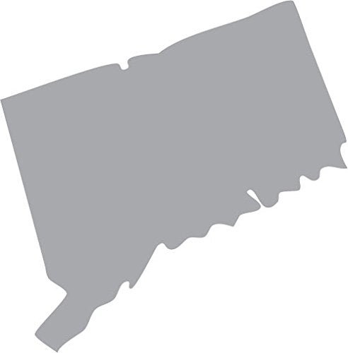 Picniva Connecticut State Map Removable Vinyl Wall Decal, Silver, 3 in Wide