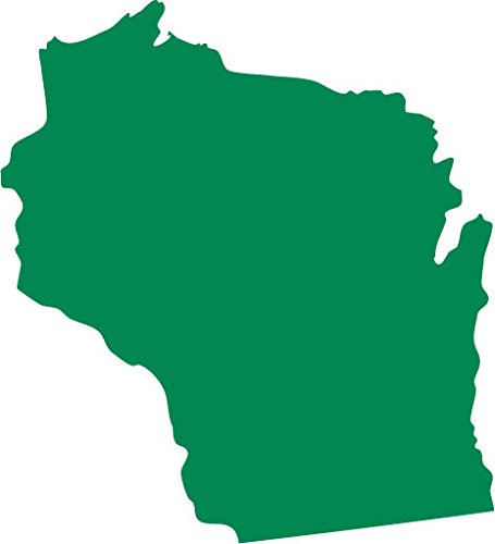 Picniva Green Wisconsin WI 3 Inch Map Vinyl Car Decal Sticker Vehicle Truck - Color: green - Size: 3 inches