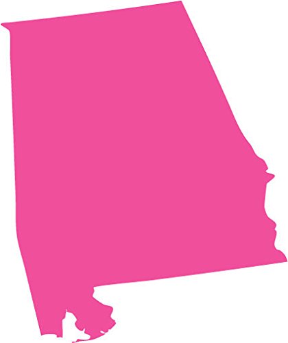 Picniva Alabama State Map Vinyl Car Window Decal, Pink, 3 in Wide