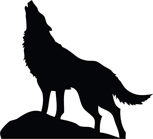 Decaltor Howling Wolf Silhouette Vinyl Decal for Car Window Laptop, 5 in