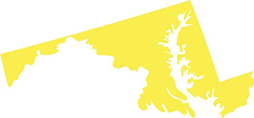 Picniva Yellow Maryland MD State Map Car Vinyl Decal, 3 in