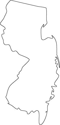 Picniva White New Jersey NJ 20 Inch Map Vinyl Car Decal Sticker Vehicle - Color: white - Size: 20 inches