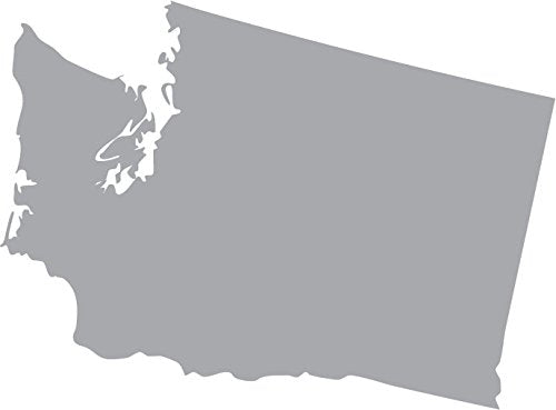 Picniva Silver Washington WA 3 Inch Map Vinyl Car Decal Sticker Vehicle - Color: silver - Size: 3 inches