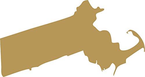 Picniva Gold Massachusetts MA State Map Car Vinyl Decal, 3 in - Color: gold - Size: 3 inches