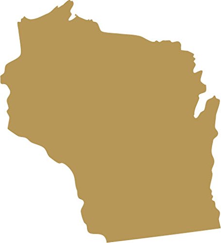 Picniva Gold Wisconsin Map Removable Vinyl Wall Decal, 3 in Wide