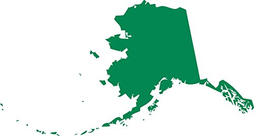 Picniva Alaska State Map Removable Vinyl Wall Decal, Green, 3 in Wide