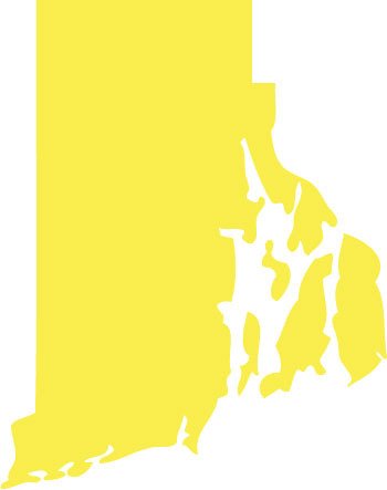 Picniva Yellow Rhode Island RI 3 Inch Map Vinyl Car Decal Sticker Vehicle