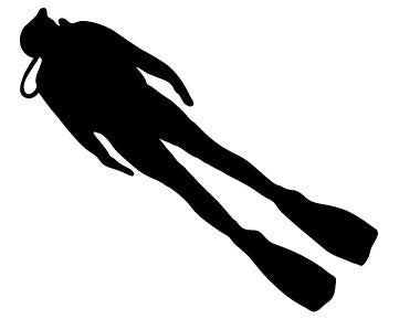 Picniva Scuba Diver Swimming Silhouette Removable Vinyl Wall Decal