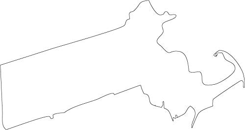 Picniva White Massachusetts MA State Map Vinyl Wall Decal, 20 in - Color: white - Size: 20 inches