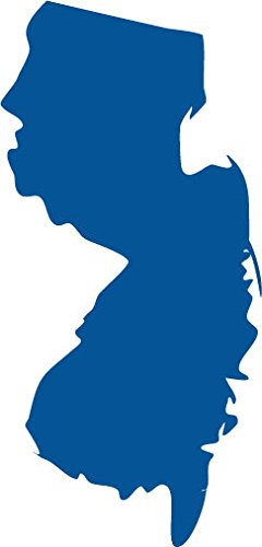 Picniva Blue New Jersey NJ 3 Inch Map Vinyl Car Decal Sticker Vehicle Truck - Color: blue - Size: 3 inches