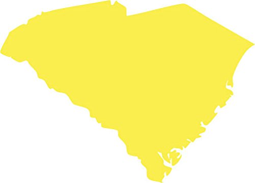 Picniva South Carolina State Map Vinyl Wall Decal, Yellow, 3 in Wide