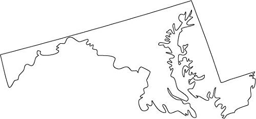 Picniva White Maryland MD State Map Car Vinyl Decal, 20 in