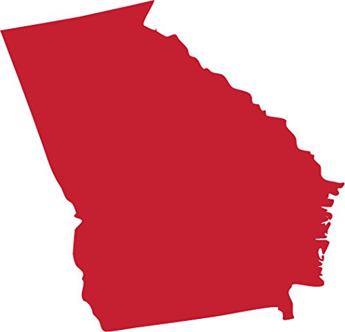 Picniva Georgia State Map Removable Vinyl Wall Decal, Red, 5 in Wide - Color: red - Size: 5 inches