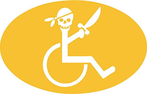 Decaltor Wheelchair Pirate Vinyl Decal for Car Window Laptop, 5 x 3 in