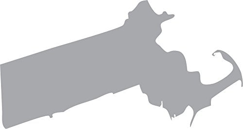 Picniva Silver Massachusetts MA State Map Car Vinyl Decal, 3 in