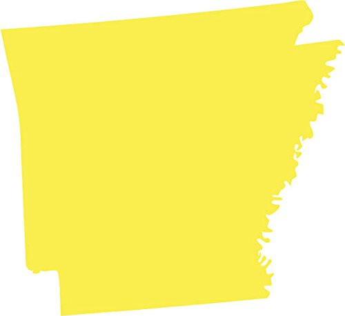 Picniva Arkansas State Map Removable Vinyl Wall Decal, Yellow, 3 in Wide