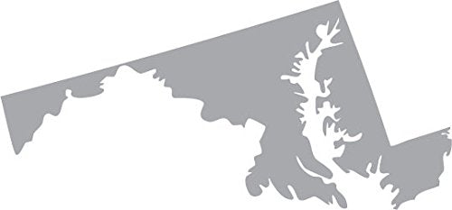 Picniva Silver Maryland MD State Map Car Vinyl Decal, 3 in - Color: silver - Size: 3 inches