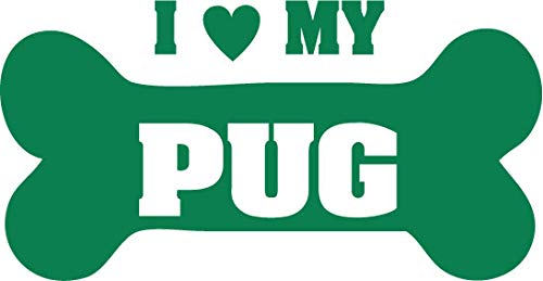 Decaltor I Love My Pug Vinyl Decal for Car Window Laptop, 5 in