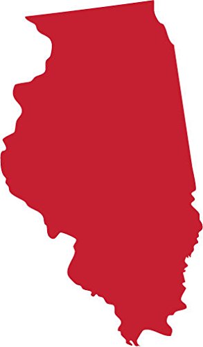 Picniva Red Illinois IL State Map Vinyl Wall Decal, 3 in - Color: red - Size: 3 inches