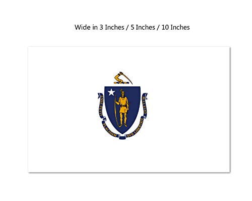 Picniva Massachusetts State Flag Vinyl Car Window Sticker, 10 in Wide