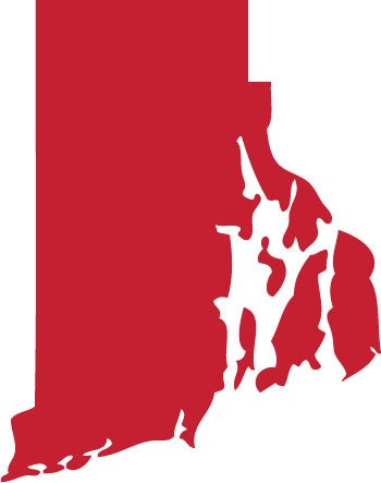 Picniva Red Rhode Island RI 3 Inch Map Vinyl Car Decal Sticker Vehicle Auto