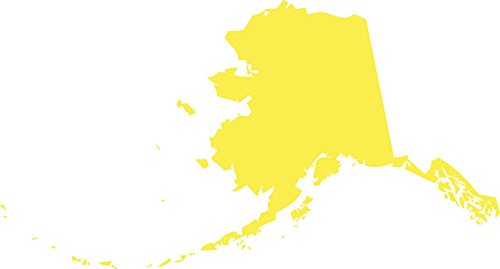 Picniva Alaska State Map Vinyl Car Window Decal, Yellow, 3 in Wide