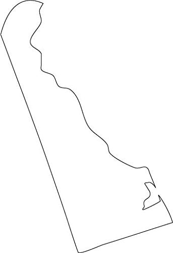 Picniva Delaware State Map Vinyl Car Window Decal, White, 20 in Wide