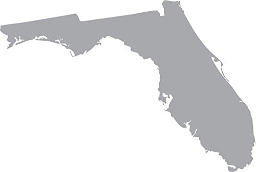 Picniva Florida State Map Vinyl Car Window Decal, Silver, 3 in Wide