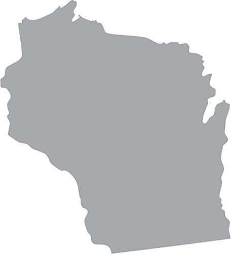 Picniva Silver Wisconsin Map Removable Vinyl Wall Decal, 3 in Wide