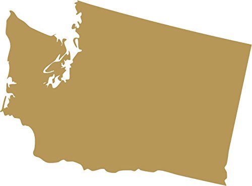 Picniva Gold Washington WA 3 Inch Map Vinyl Car Decal Sticker Vehicle Truck - Color: gold - Size: 3 inches