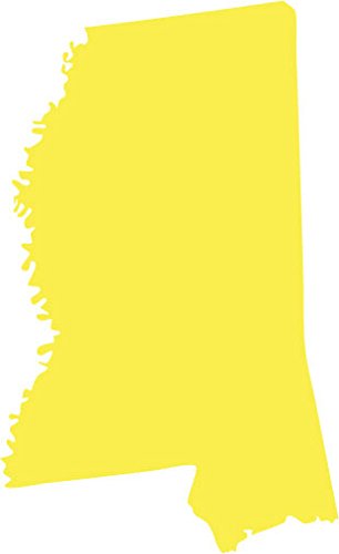 Picniva Yellow Mississippi MS State Map Vinyl Wall Decal, 3 in - Color: Yellow - Size: 3 inches