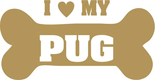 Decaltor I Love My Pug Vinyl Decal for Car Window Laptop, 5 in