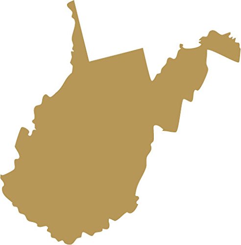 Picniva Gold West Virginia WV 3 Inch Map Vinyl Car Decal Sticker Vehicle - Color: gold - Size: 3 inches