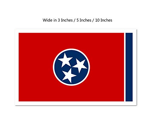 Picniva Tennessee State Flag Vinyl Car Bumper Window Sticker, 10 in Wide