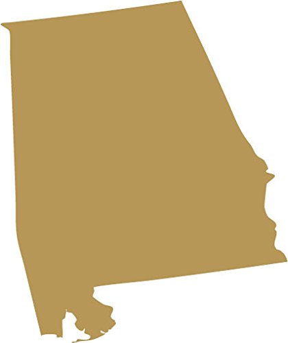 Picniva Alabama State Map Vinyl Car Window Decal, Gold, 3 in Wide