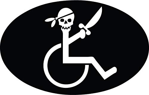 Decaltor Wheelchair Pirate Vinyl Decal for Car Window Laptop, 5 x 3 in