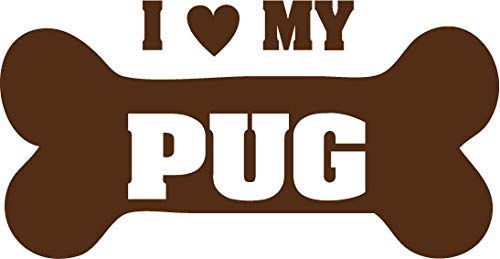 Decaltor I Love My Pug Vinyl Decal for Car Window Laptop, 5 in