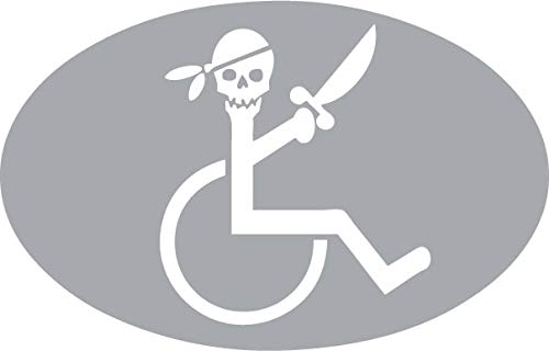 Decaltor Wheelchair Pirate Vinyl Decal for Car Window Laptop, 5 x 3 in