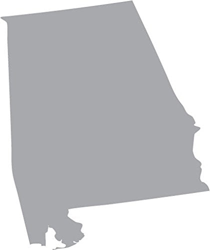 Picniva Alabama State Map Vinyl Car Window Decal, Silver, 3 in Wide