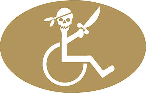 Decaltor Wheelchair Pirate Vinyl Decal for Car Window Laptop, 5 x 3 in