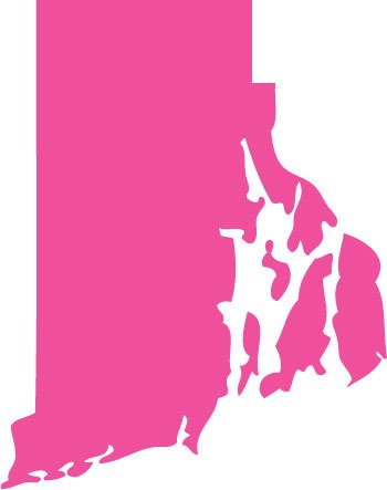 Picniva Pink Rhode Island RI 3 Inch Map Vinyl Car Decal Sticker Vehicle