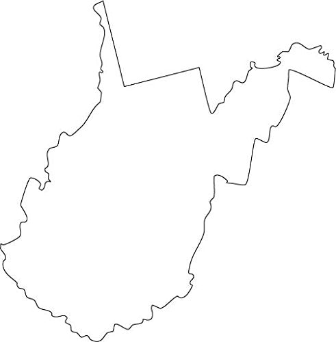 Picniva White West Virginia Map Removable Vinyl Wall Decal, 20 in Wide