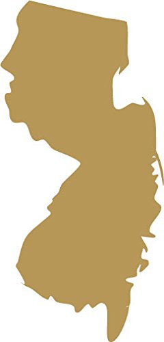Picniva Gold New Jersey NJ 3 Inch Map Vinyl Car Decal Sticker Vehicle Truck - Color: gold - Size: 3 inches