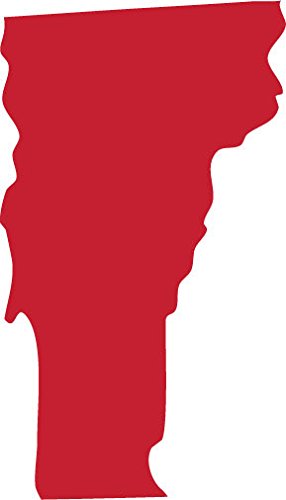 Picniva Red Vermont Map Removable Vinyl Wall Decal, 3 in Wide